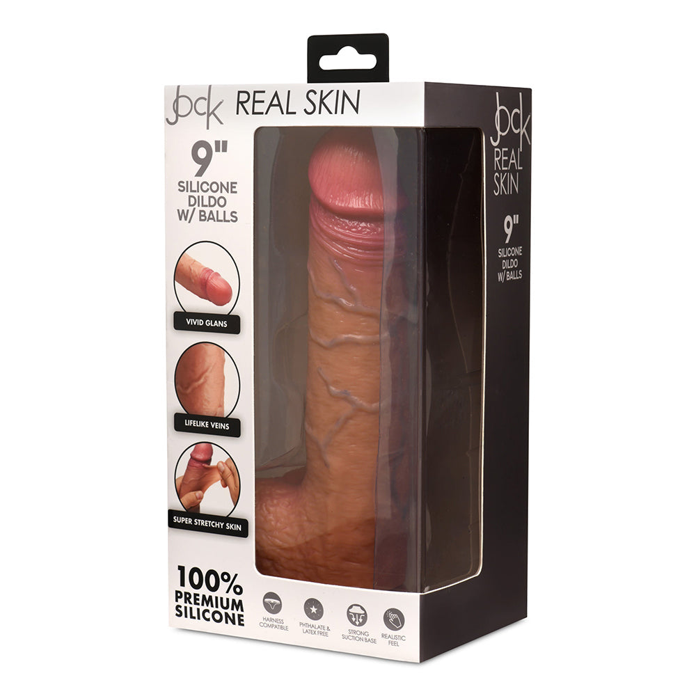 JOCK Real Skin 9 inches Silicone Dildo with Balls Medium