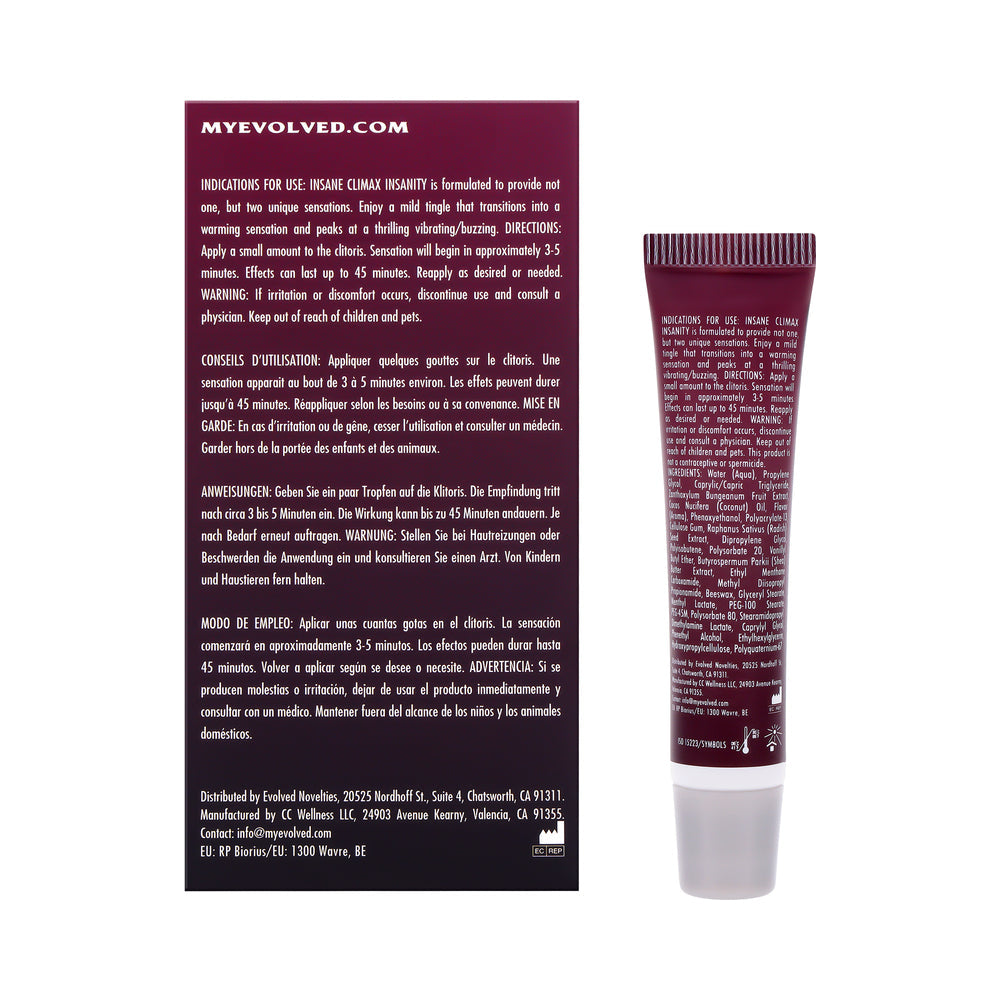 Evolved Insane Climax Insanity Warming Buzzing Clitoral Stimulant 0.34 oz