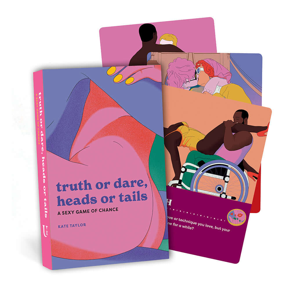 Truth or Dare Heads or Tails A Sexy Game of Chance card game by Kate Taylor with colorful illustrations.
