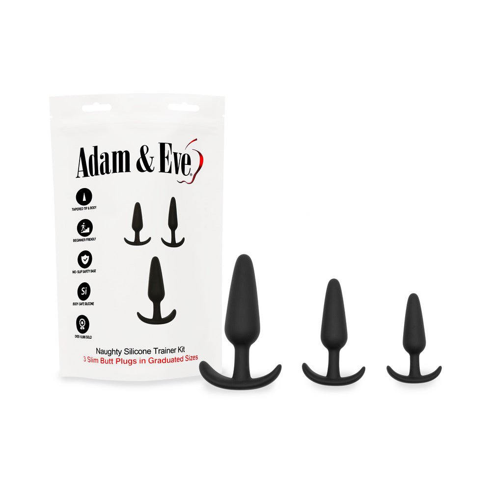 Adam & Eve Naughty Silicone Anal Trainer Kit Black