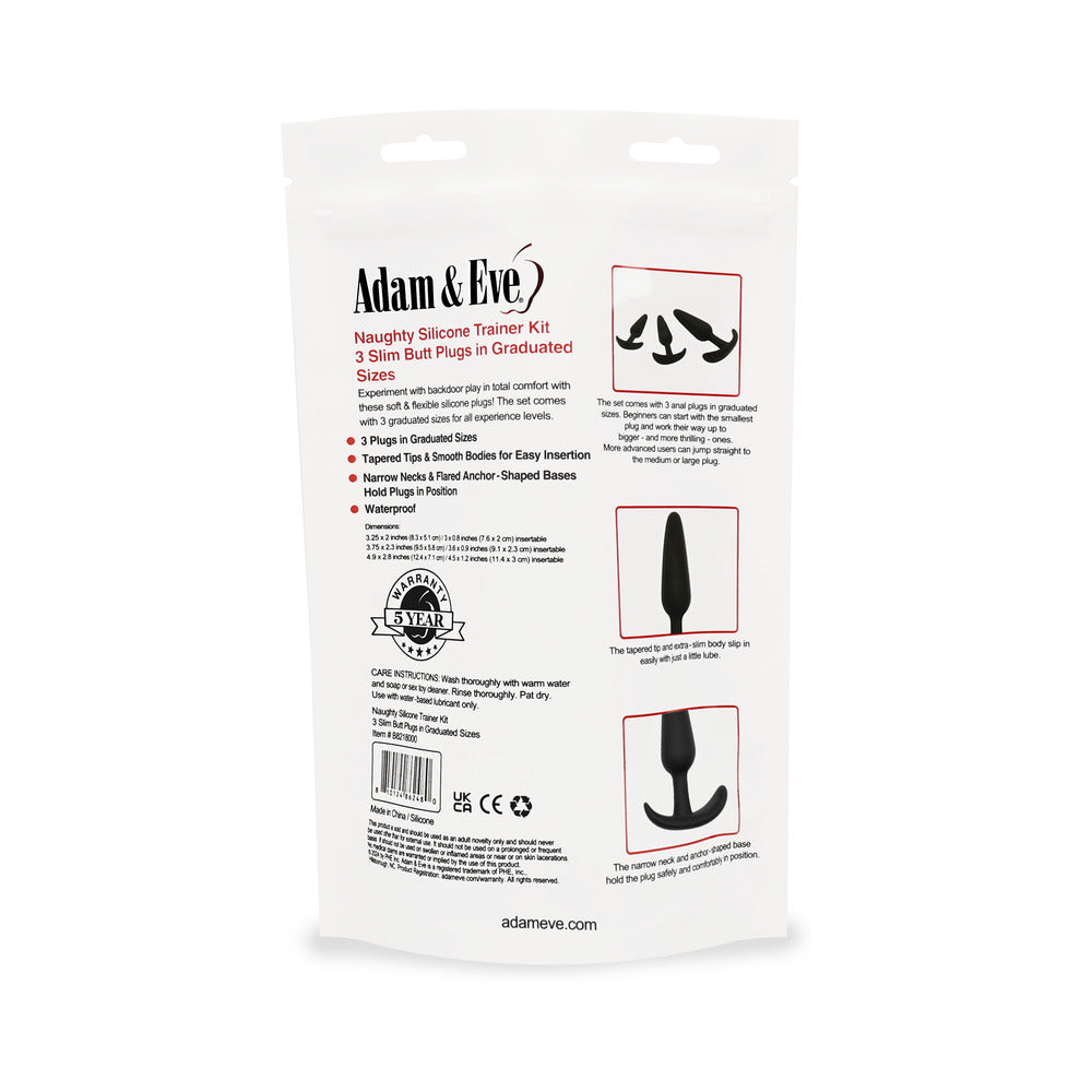 Adam & Eve Naughty Silicone Anal Trainer Kit Black - Image 6