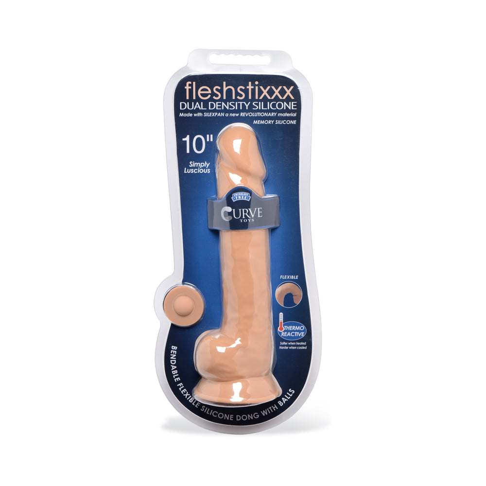FLESHSTIXXX 10 inches Silicone Dildo with Balls Medium