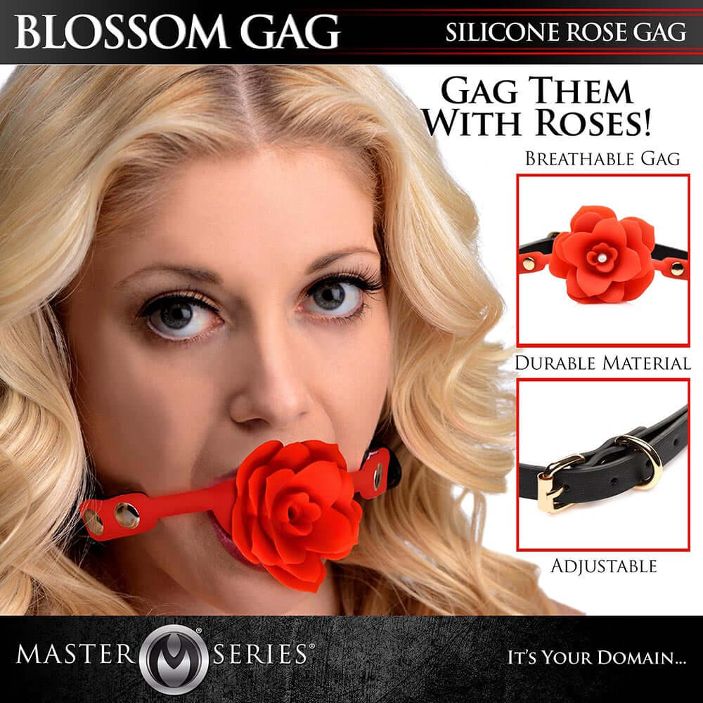 Master Series Blossom Gag Silicone Rose Gag