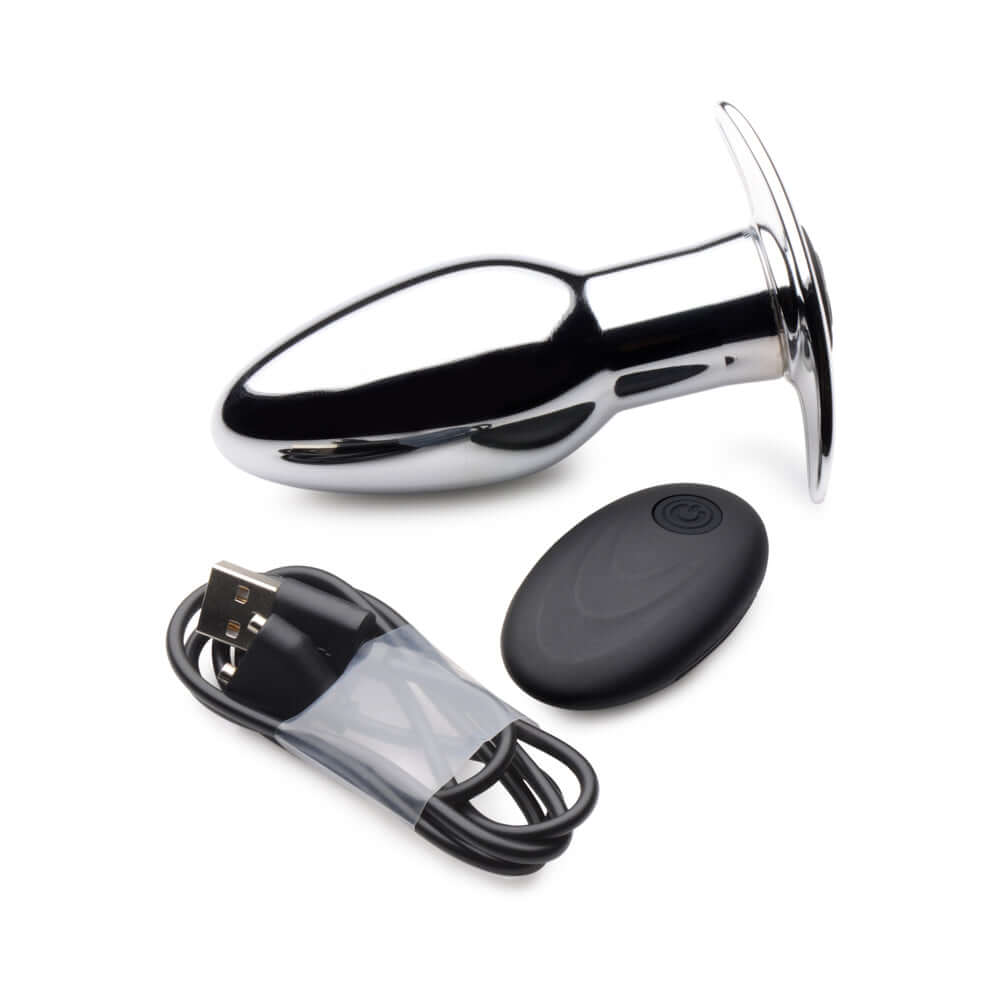 Master Series Chrome Blast 7X Rechargeable Butt Plug with Remote S