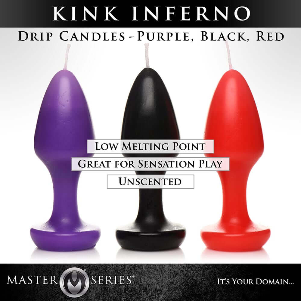 Master Series Kink Inferno Drip Candles Black/Purple/Red