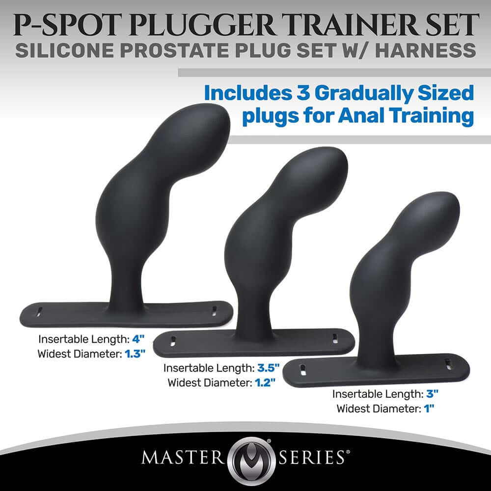 Master Series P-Spot Plugger Trainer 3-Piece Silicone Set with Harness