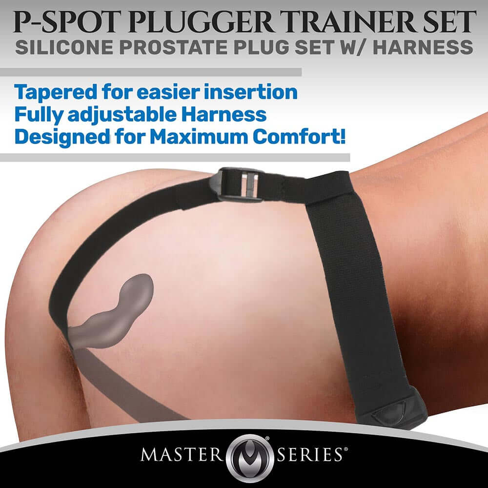 Master Series P-Spot Plugger Trainer 3-Piece Silicone Set with Harness
