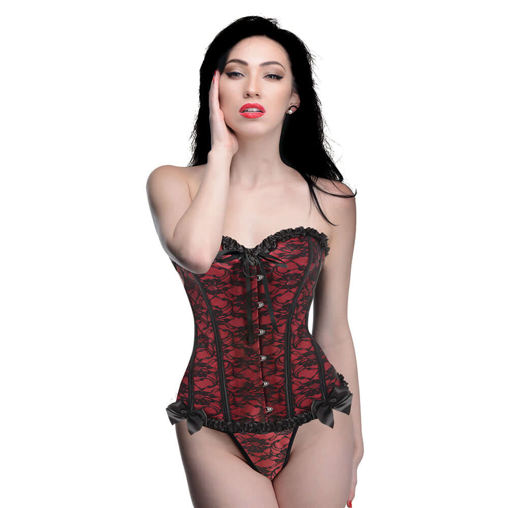 Master Series Scarlet Seduction Lace-up Corset & Thong L