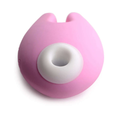 Shegasm Sucky Bunny Clitoral Stimulator Pink top view showing flexible bunny ears and suction base.