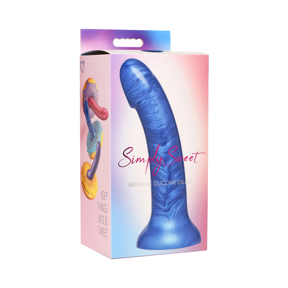 Simply Sweet 7 inches Metallic Silicone Dildo Blue