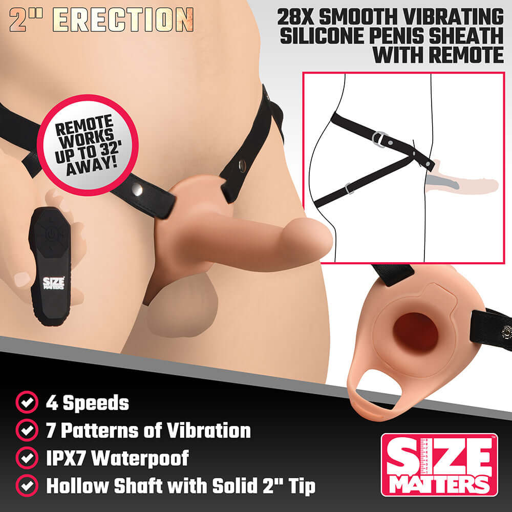 Size Matters 2 in. Erection 28X Smooth Remote Vibrating Silicone Sheath Light