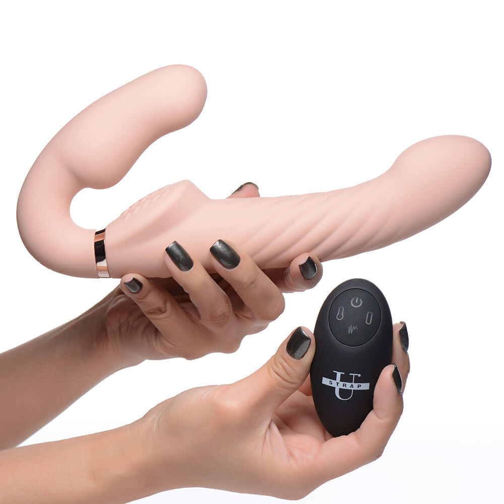 Strap U 10X Swirl Ergo-Fit Inflatable & Vibrating Strapless Strap-On Bare