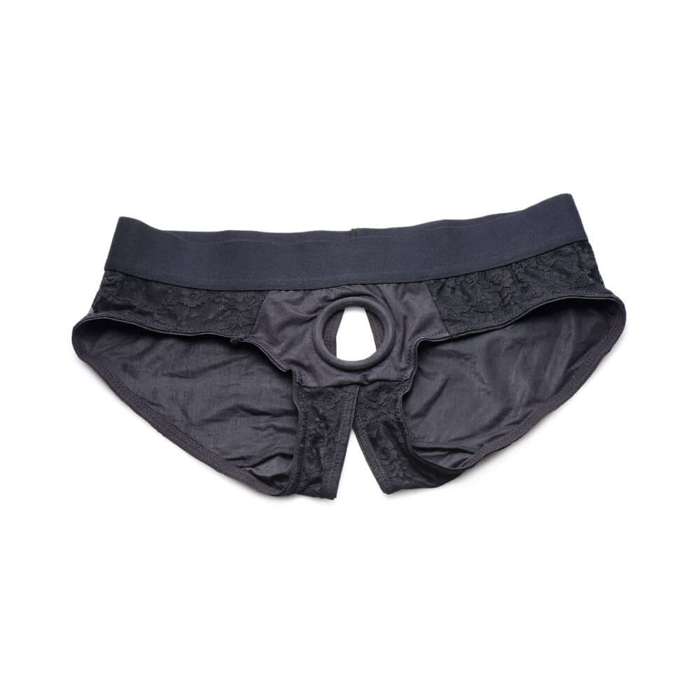 Strap U Lace Envy Crotchless Panty Harness Black 3XL