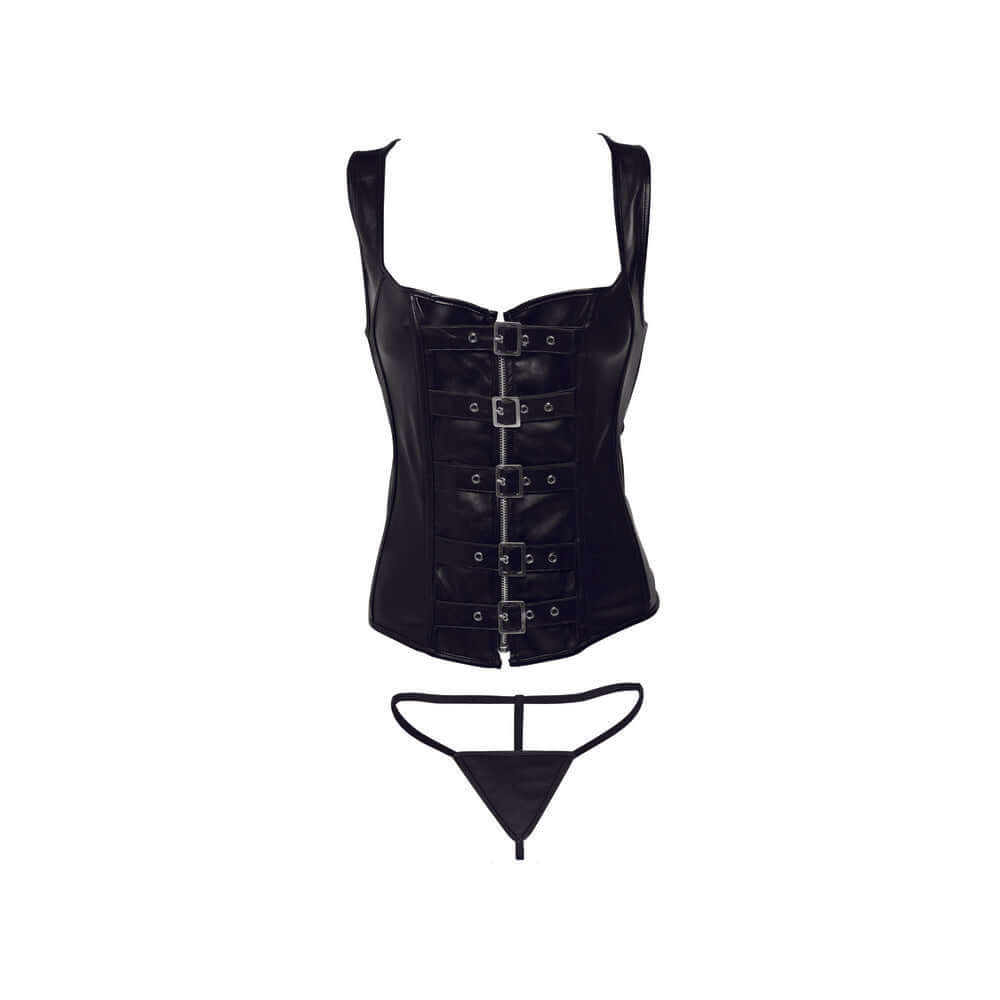 STRICT Lace-up Corset Vest & Thong L
