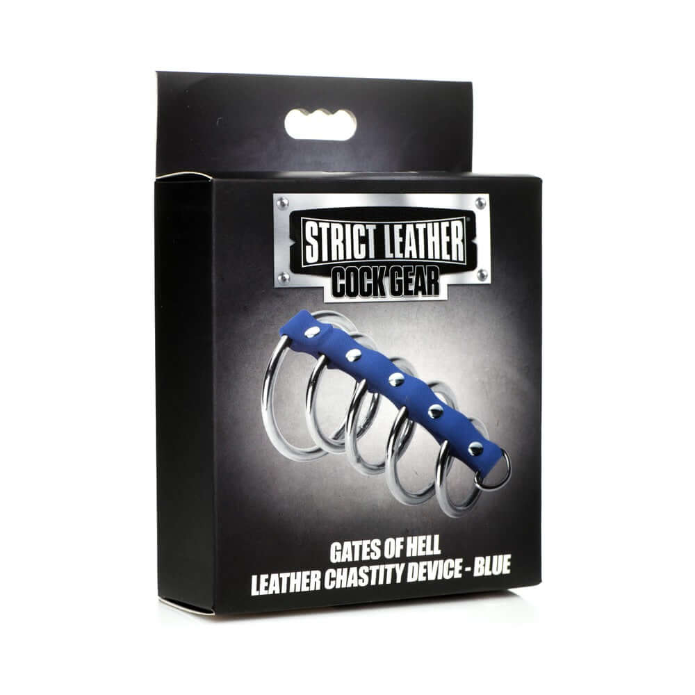 STRICT Leather Cock Gear Leather and Steel Gates of Hell Blue