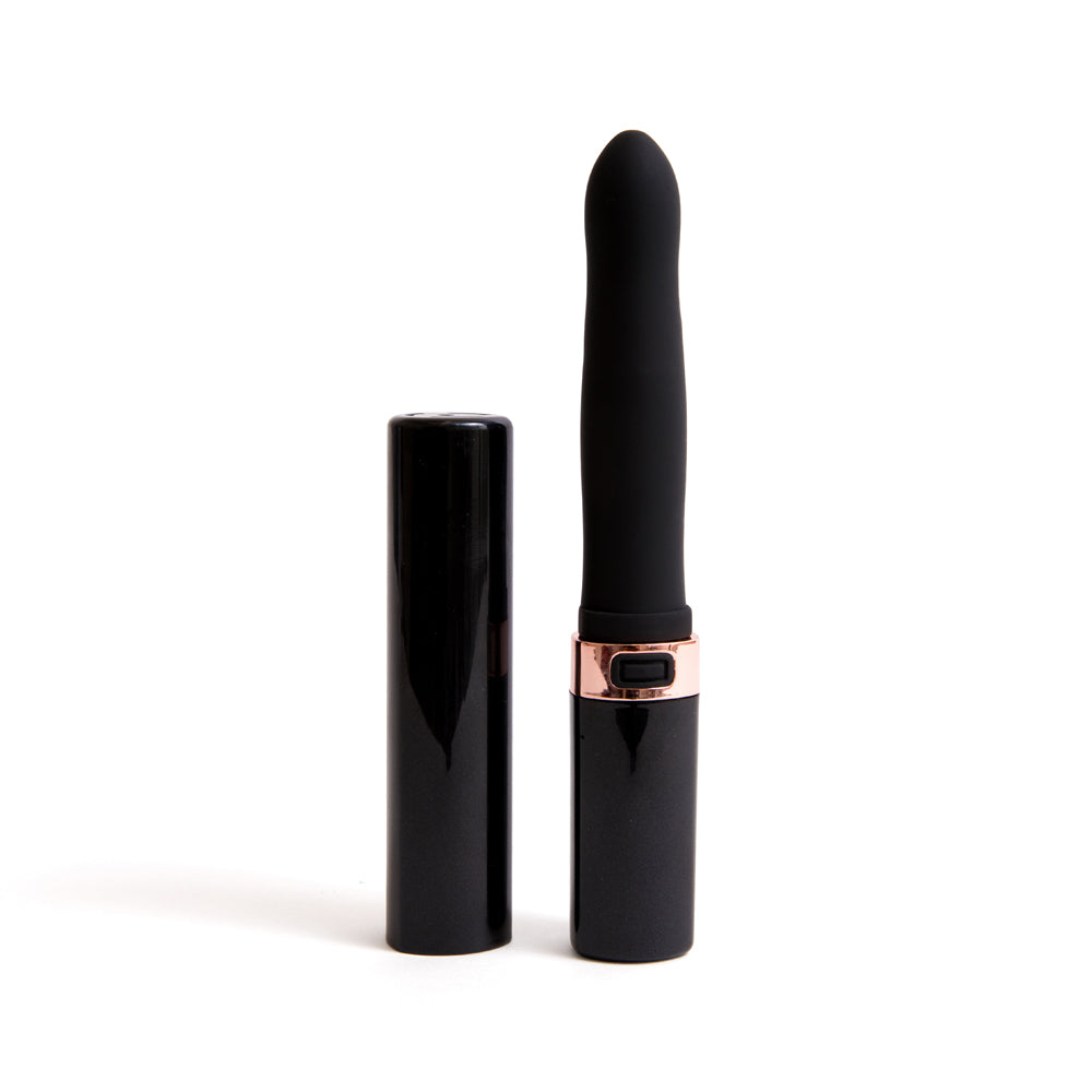 Nu Sensuelle Cache 20 Function Discreet Vibe Black with sleek design and rose gold accents.