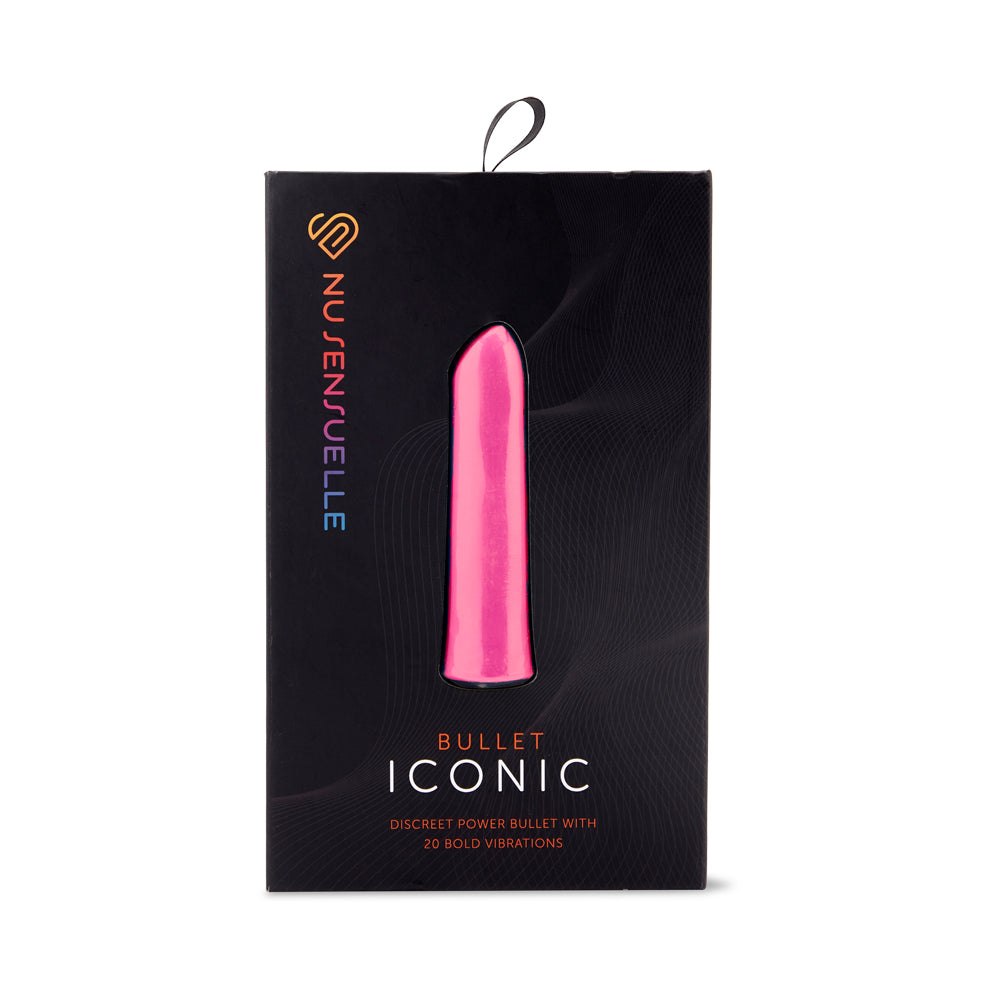 Nu Sensuelle Iconic Bullet Vibrator Deep Pink packaging featuring a sleek design and bold product information.
