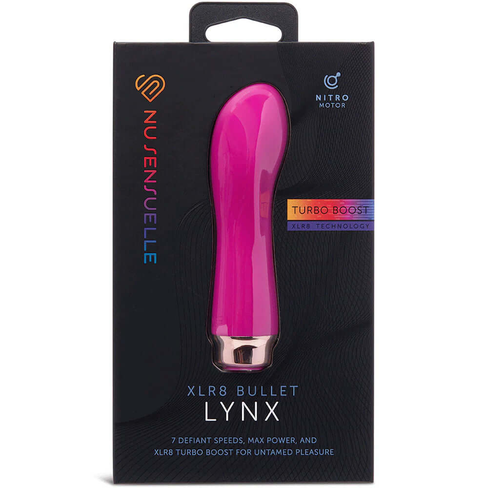 Nu Sensuelle Lynx Bullet With Nitro Motor Magenta packaging showcasing its sleek design and features.