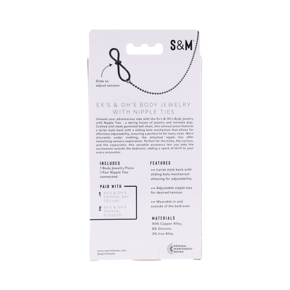 Sportsheets Sex & Mischief Ex's & Oh's Body Jewelry with Nipple Ties