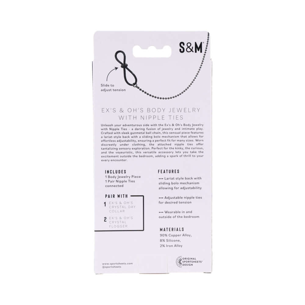 Sportsheets Sex & Mischief Ex's & Oh's Body Jewelry with Nipple Ties