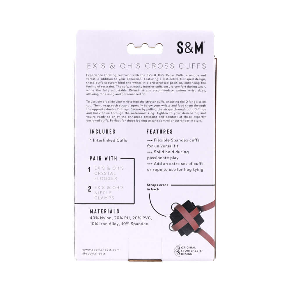 Sportsheets Sex & Mischief Ex's & Oh's Cross Cuffs