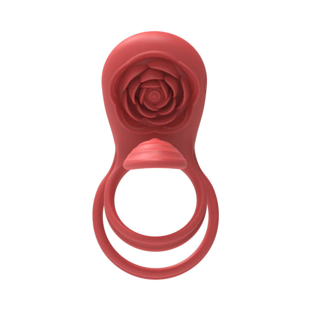 Adam & Eve Vibrating Rose Girth Enhancer Couples Triple Stimulator with rose design and dual rings.