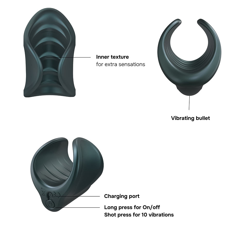 MAN WAN Starter Travel Size Silicone Vibrating Masturbator Pine Grey