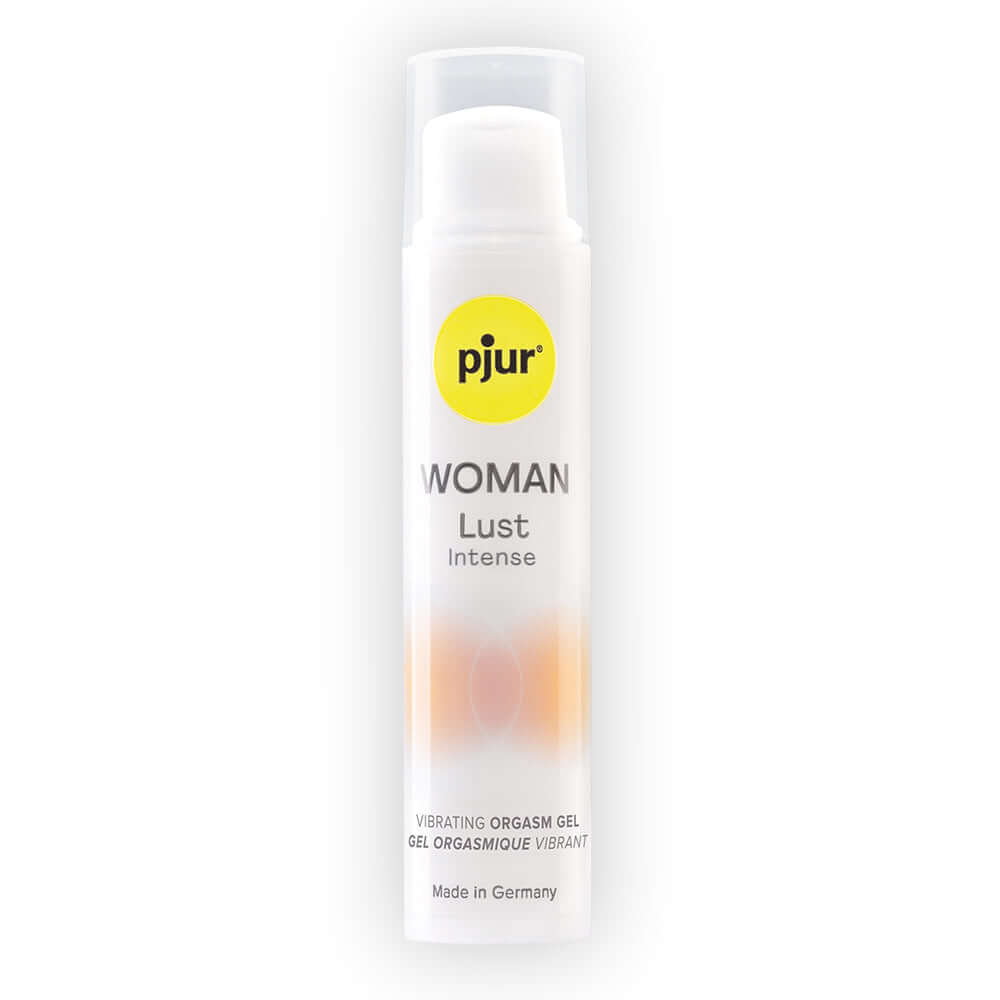 pjur Woman Lust Intense Vibrating Orgasm Gel 15 ml bottle for enhancing clitoral stimulation and arousal.