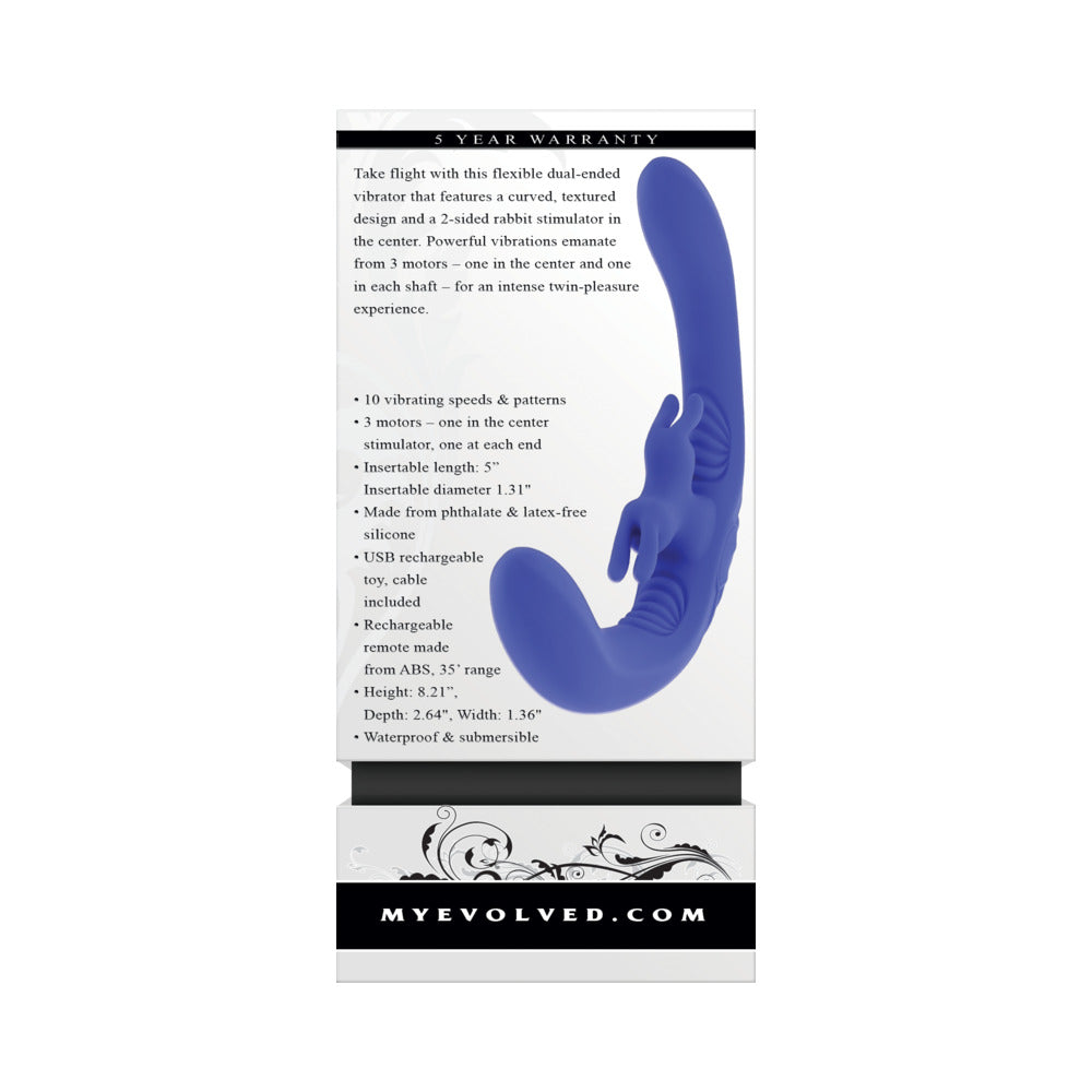 Evolved Lovebirds Rechargeable Silicone Remote-Controlled Dual-Ended Vibrator Blue