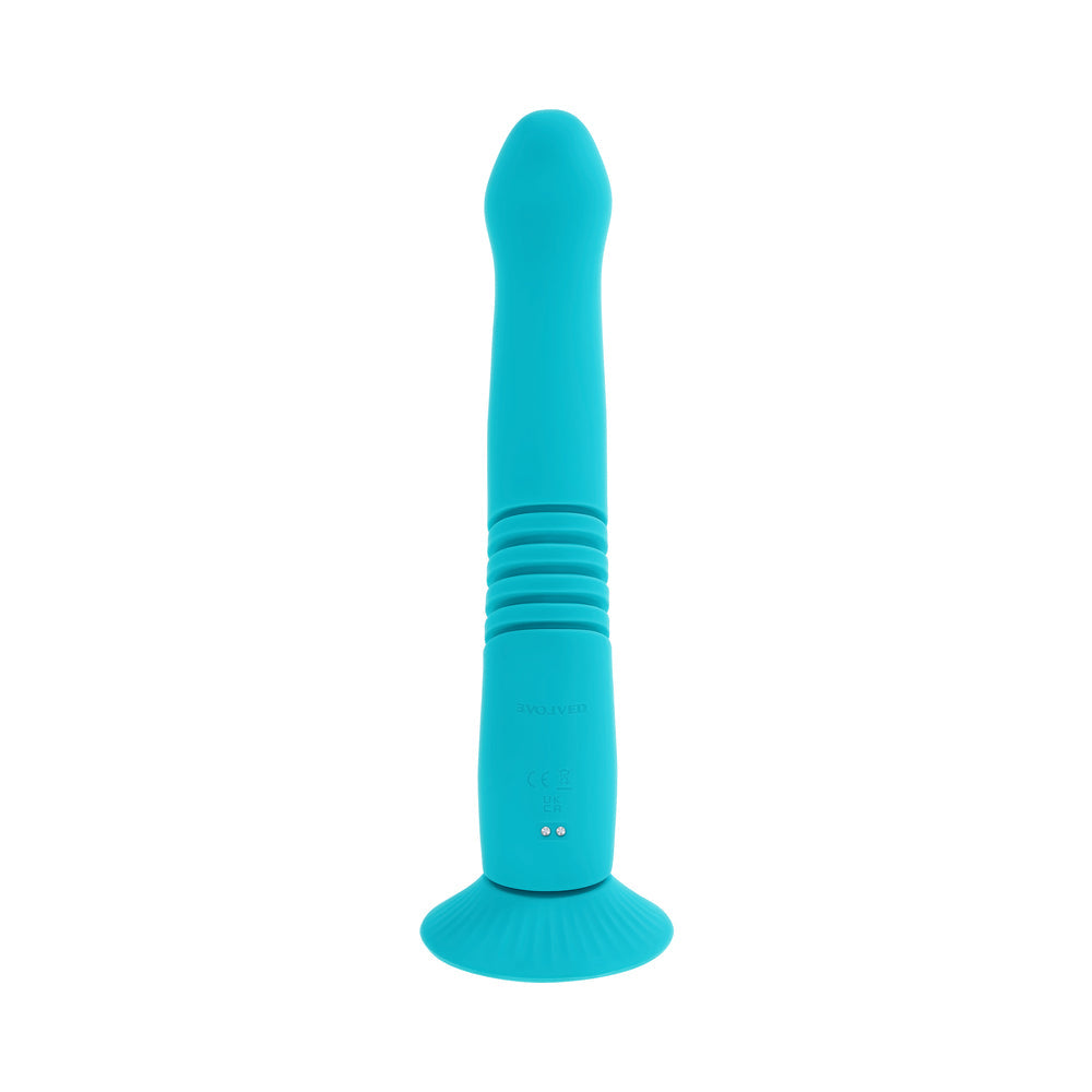 Evolved Bunny Hop Rechargeable Silicone Thrusting Rabbit Vibrator Teal