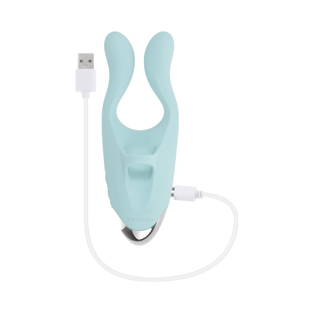 Evolved Couples Therapy Rechargeable Silicone Flexible Arm Tapping Finger Vibrator Mint