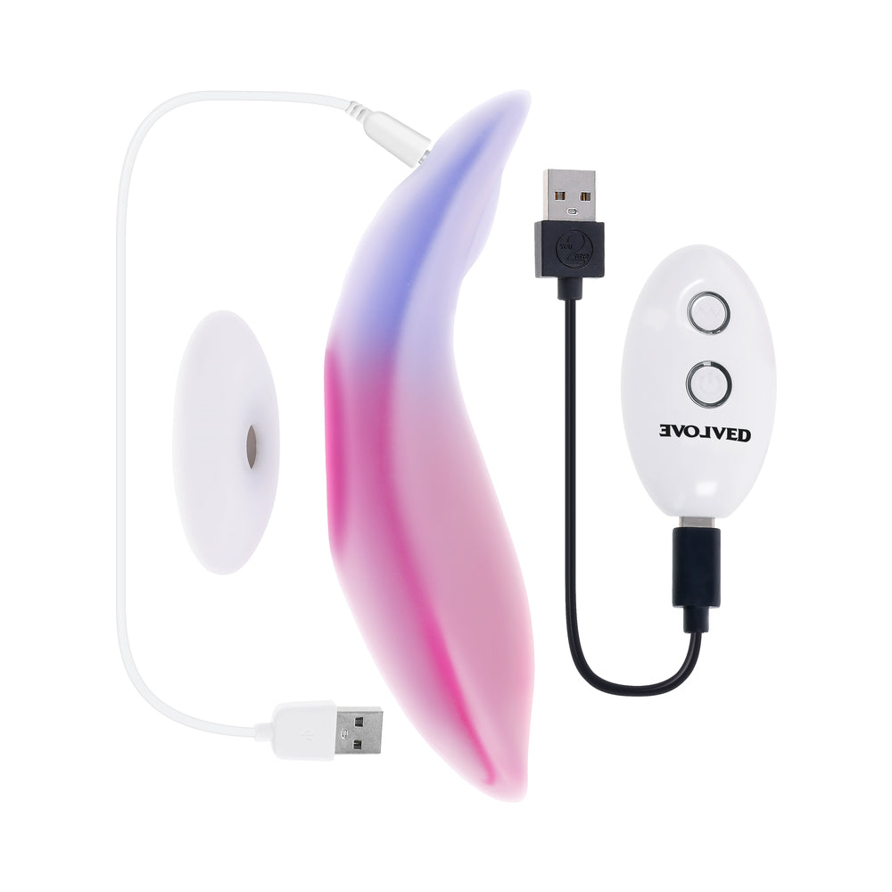 Evolved Paradise Panty Rechargeable Silicone Remote-Controlled Wearable Vibrator Pink/Purple