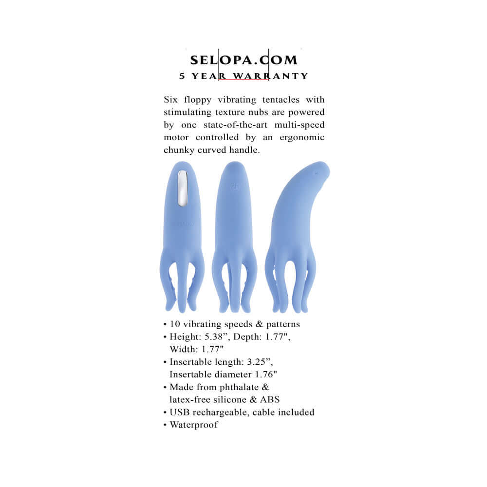 Selopa Tentacle Tickler Rechargeable Silicone Flexible Bead Vibrator Blue