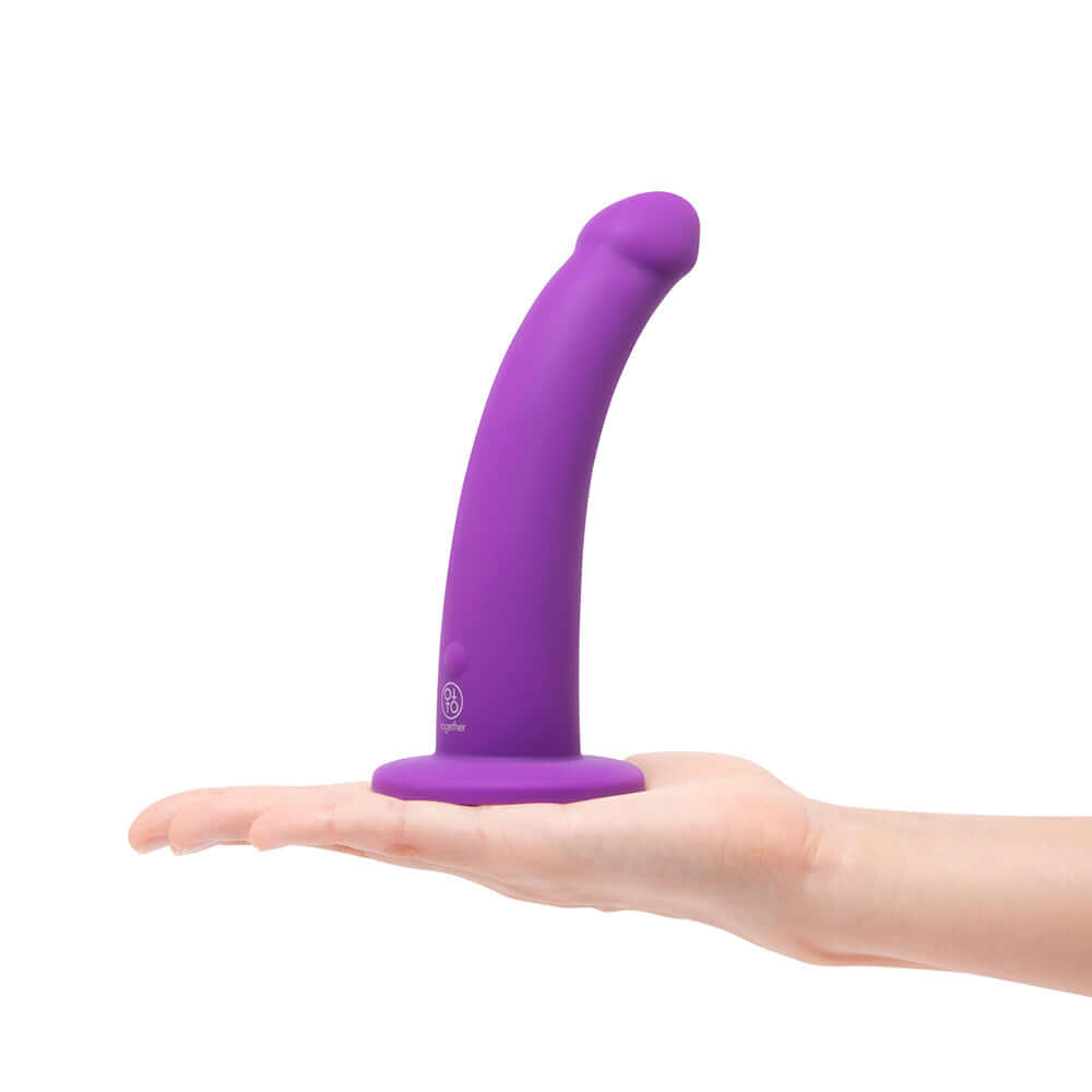 Together Tilt 6.5 inches Silicone Dildo and Harness Set Purple