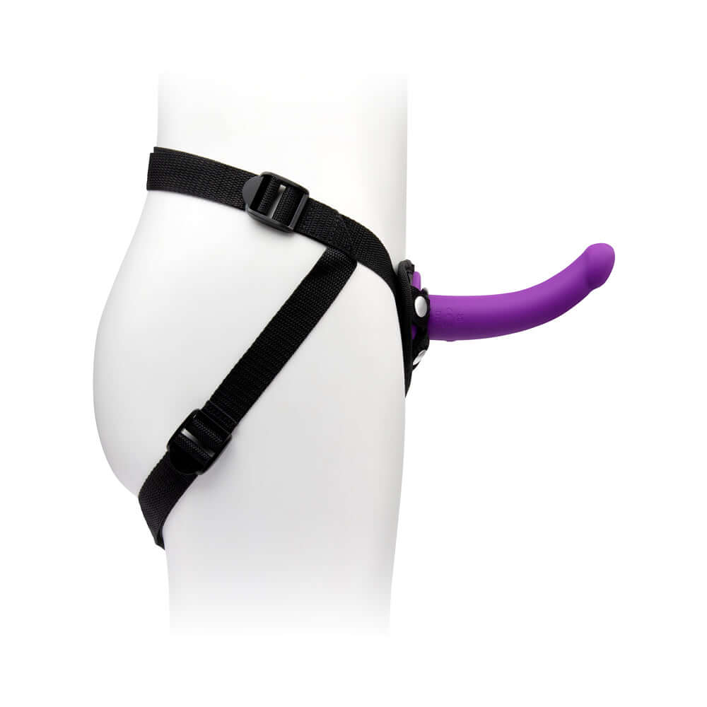 Together Tilt 6.5 inches Silicone Dildo and Harness Set Purple