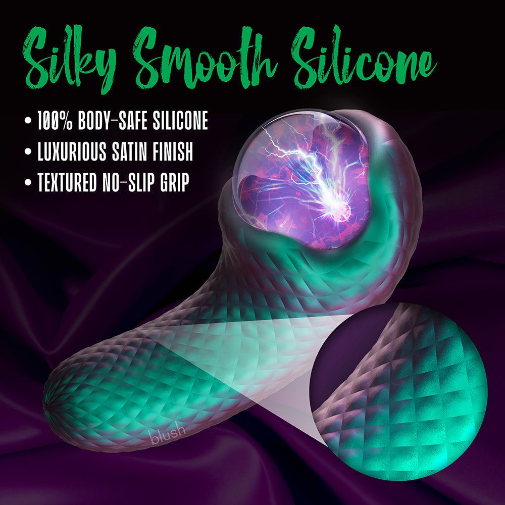 Temptasia Enchanted Serpent Dark Millenia Pulse Vibrator with silky smooth silicone and textured no-slip grip.