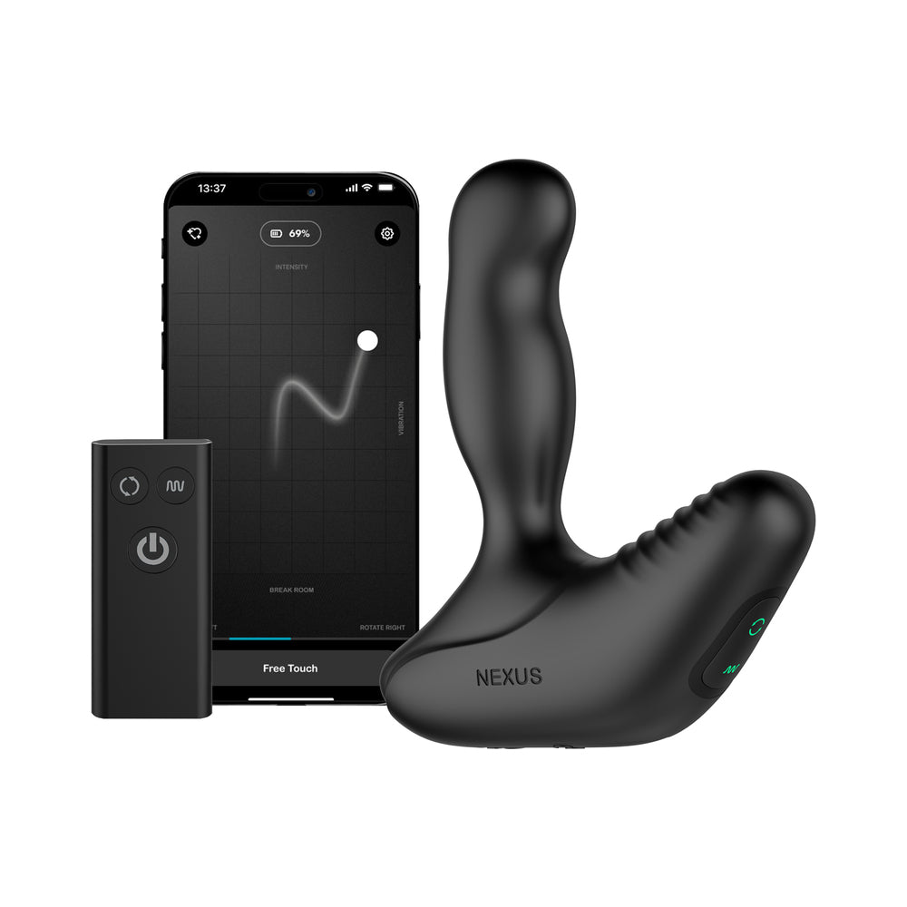 Nexus Revo Stealth App Enabled Rotating Prostate Massager with remote and app interface for enhanced stimulation.