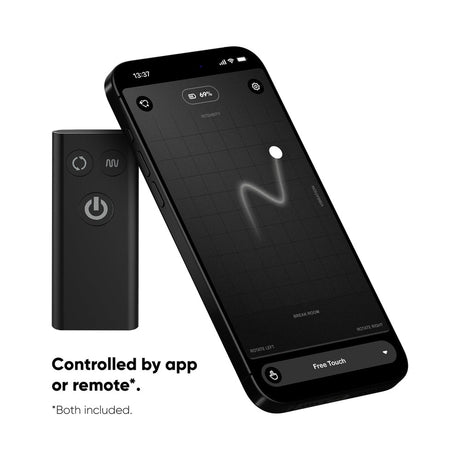 Nexus Revo Stealth App Enabled Rotating Prostate Massager remote and app control interface on smartphone