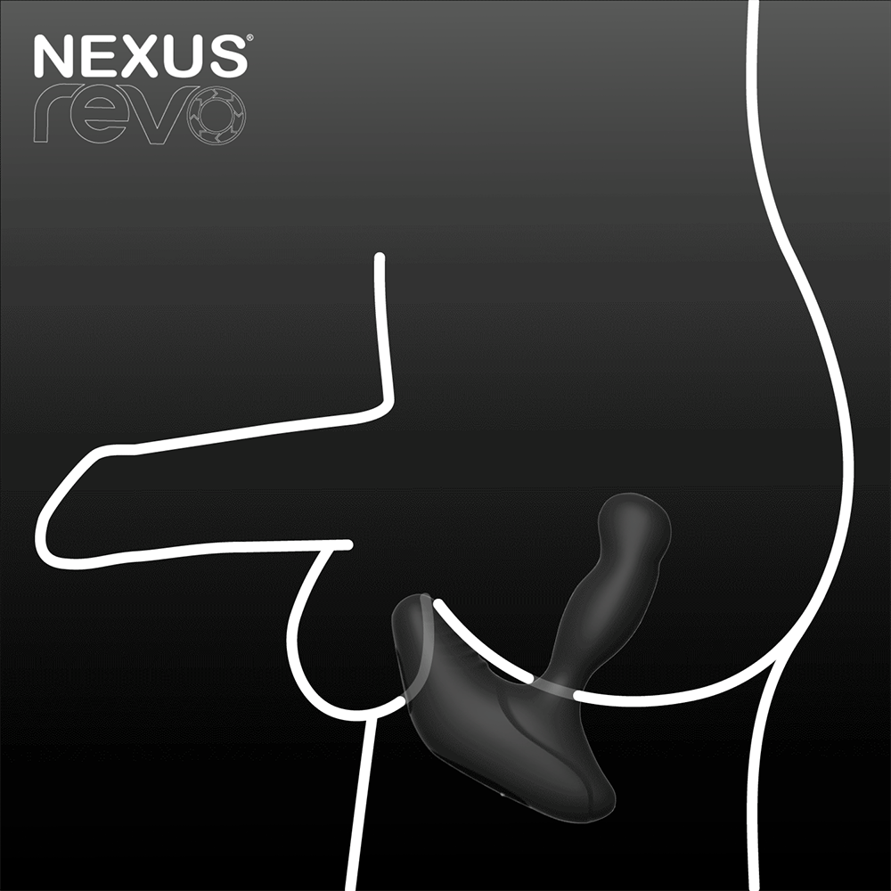 Nexus Revo Stealth App Enabled Rotating Prostate Massager illustration showing the ergonomic design and functionality.