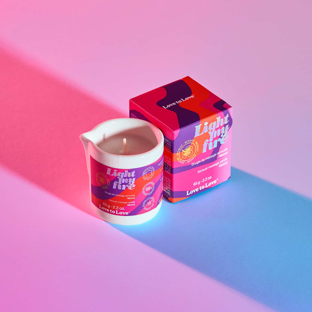 Love to Love Light My Fire Sensual Massage Candle Monoi 2.2 oz.