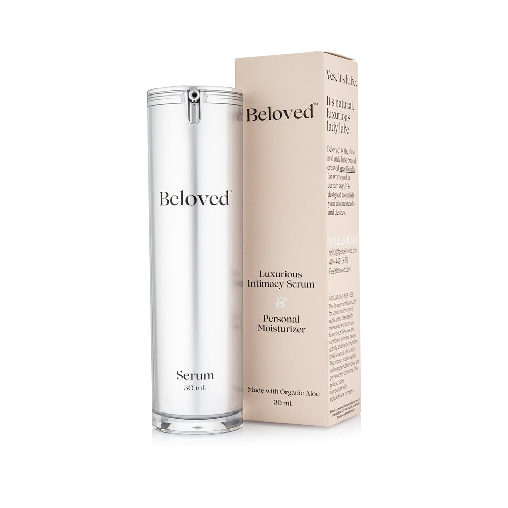 Beloved Intimacy Serum 30 ml packaging and bottle, a gentle formula for intimate skin care.