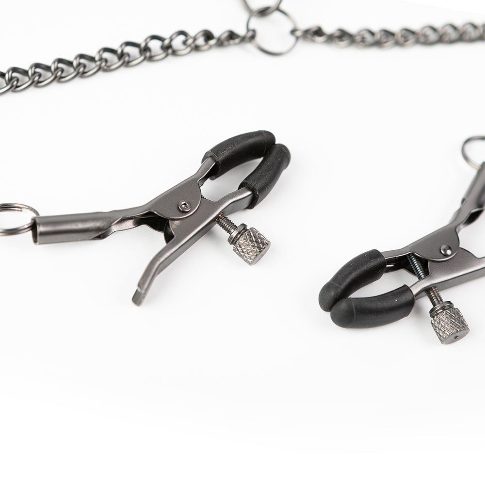 SEI MIO Twin Tweaks Velvet Collar with Nipple Clamps