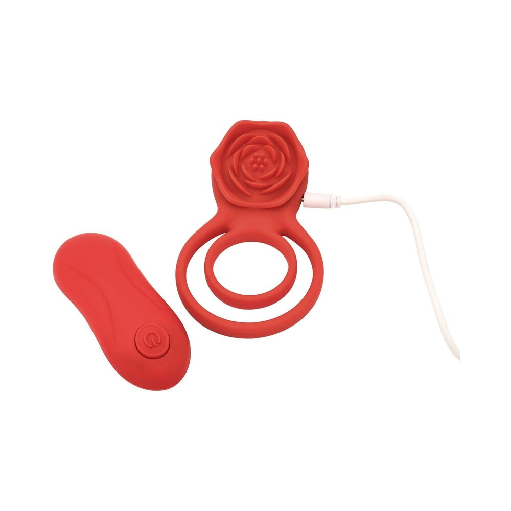Adam & Eve Double Ring Vibrating Rose Cock Ring