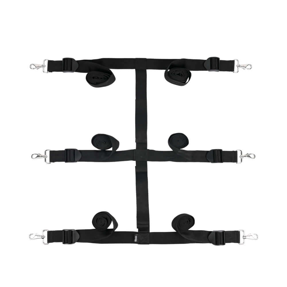 Sportsheets Edge Extreme Under the Bed Restraint System with adjustable straps and multiple attachment points.