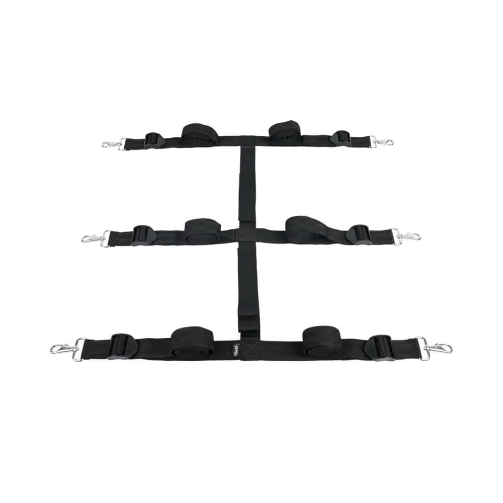Sportsheets Edge Extreme Under the Bed Restraint System showing adjustable straps and cuffs for bondage.