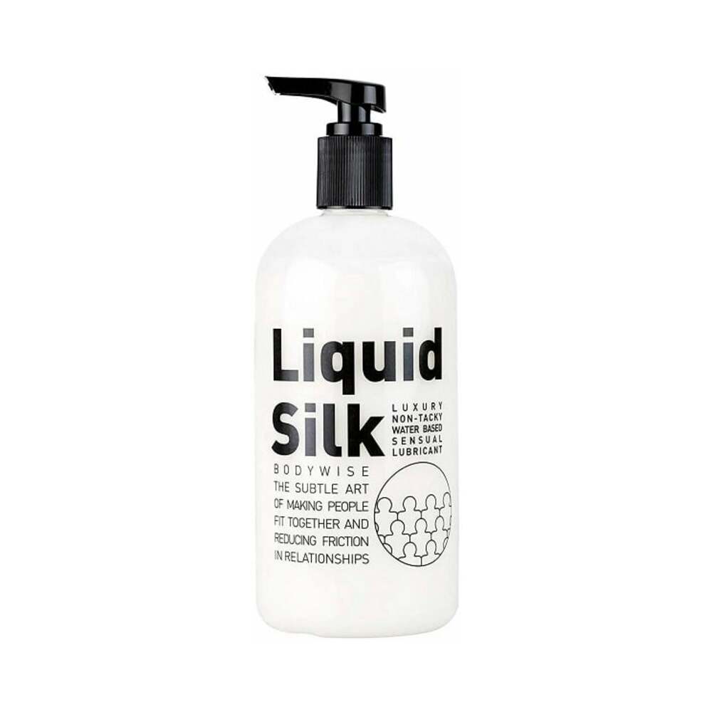 Liquid Silk Lubricant White 250 ml 8.45 Oz bottle with pump for smooth, comfortable intimacy.