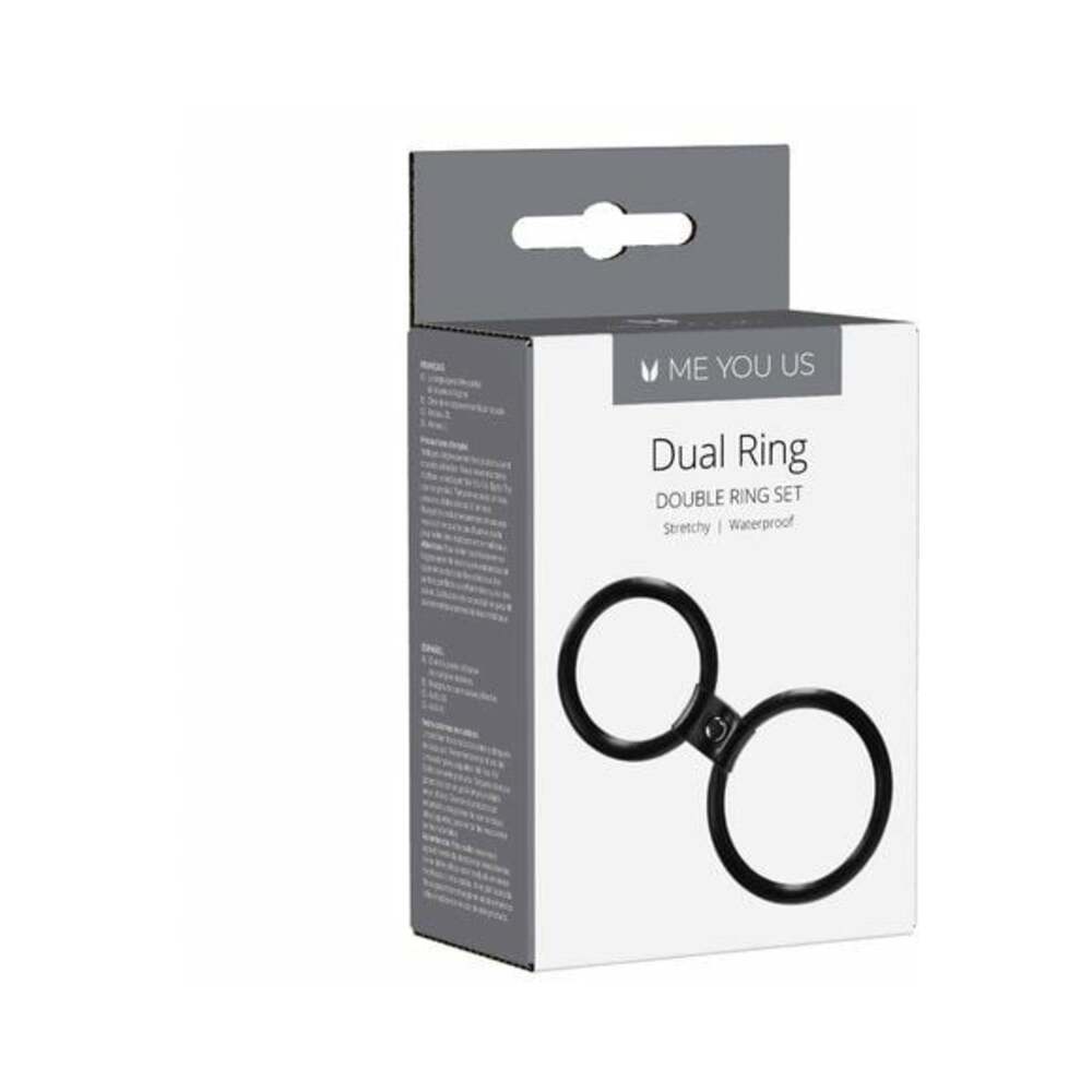 Me You Us Dual Ring Double Cockring Set Black