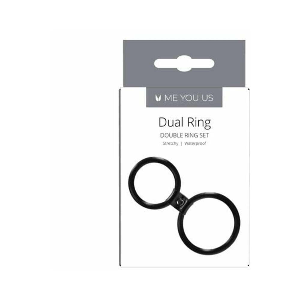 Me You Us Dual Ring Double Cockring Set Black