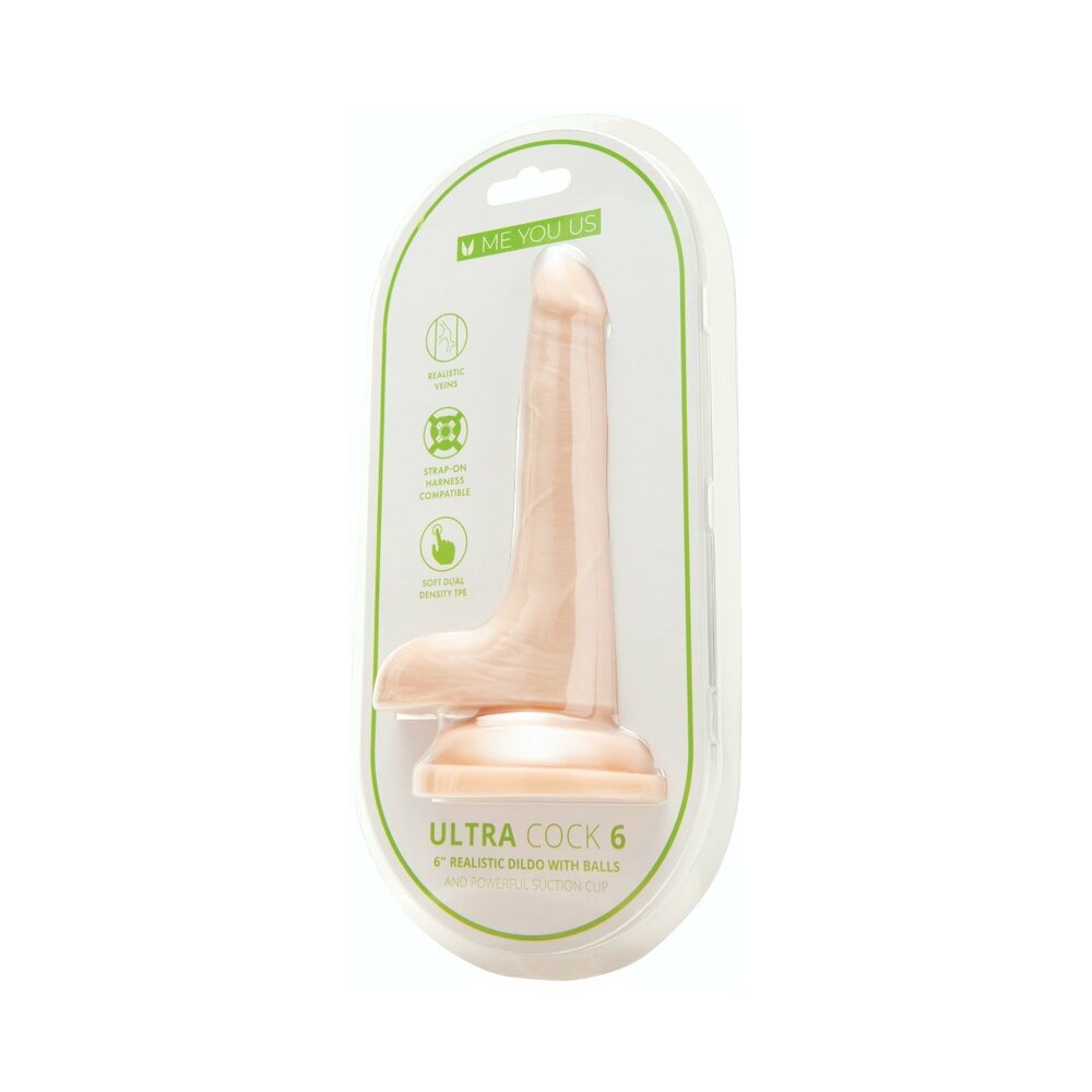 Me You Us Ultra Cock 6 inches Realistic Dual Density Dildo with Balls Vanilla