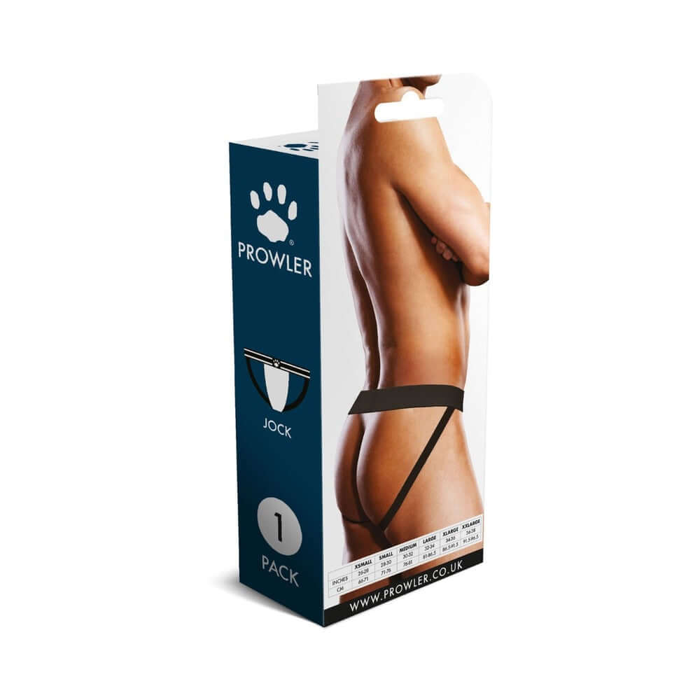 Prowler Lace Jock Strap Black Medium packaging showcasing a men's jock strap from the side.
